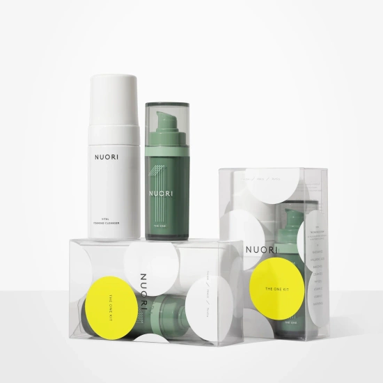 NUORI  The One Kit 30ml - pianka Vital Foaming Cleanser 100ml +  cudowny krem z kwasem hialuronowym,  wit.C, niacinamidem i bakuchiolem 