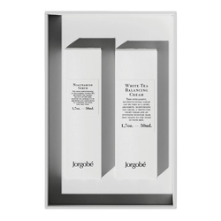 JORGOBE Everyday Essentials - zestaw 2 bestsellerów:  Niacinamide Serum 50ml + White Tea Balancing Moisturiser  50ml